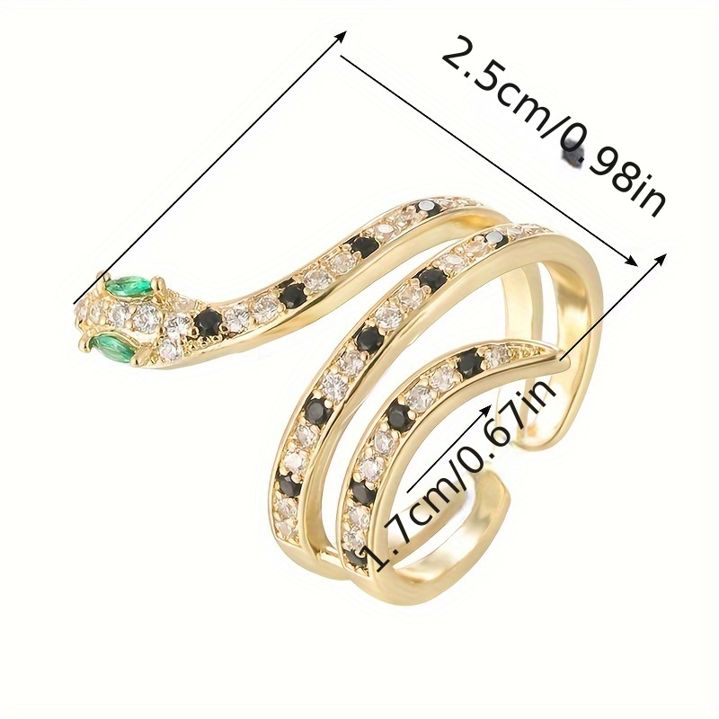 Snake Shaped Zirconia Open Ring for Women